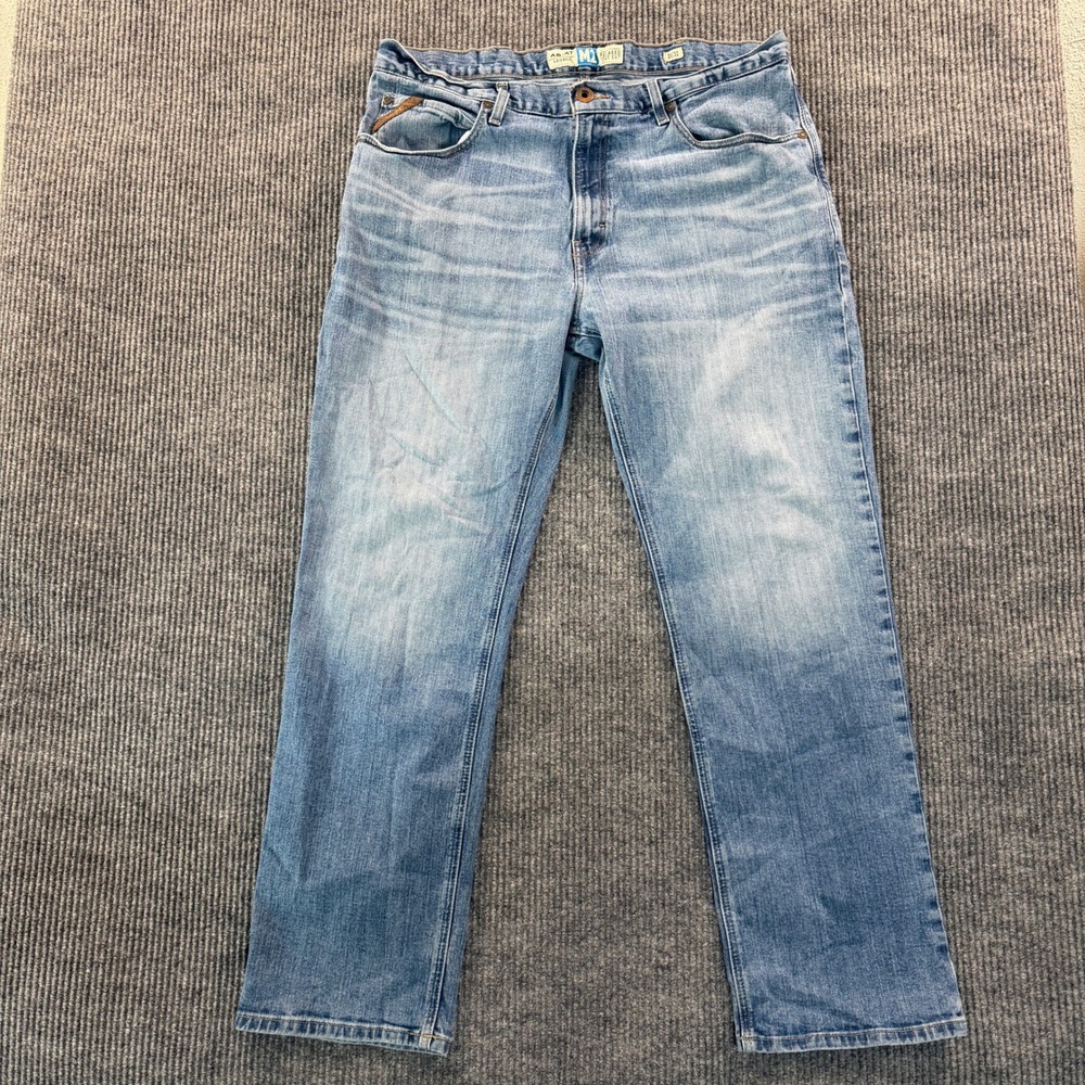 Ariat M2 Traditional Relaxed Bootcut Jeans 38x32 Light Wash Western Men Denim